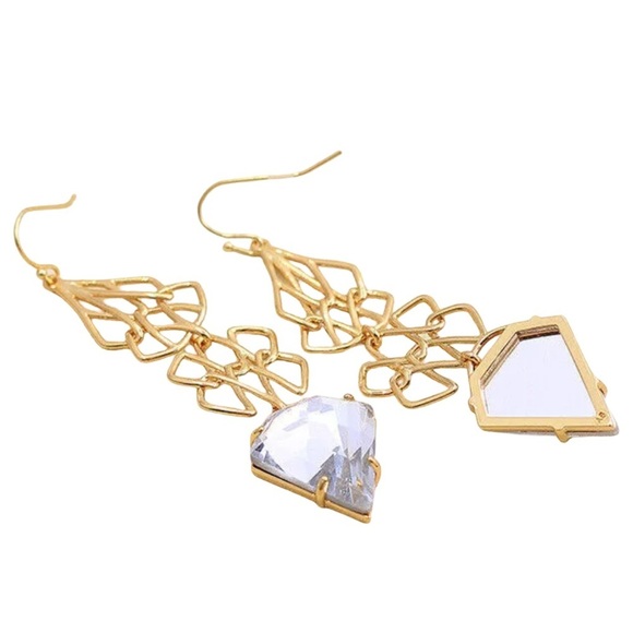 ALEXIS BITTAR • Gold Crystal Drop Long Earrings - Picture 4 of 7